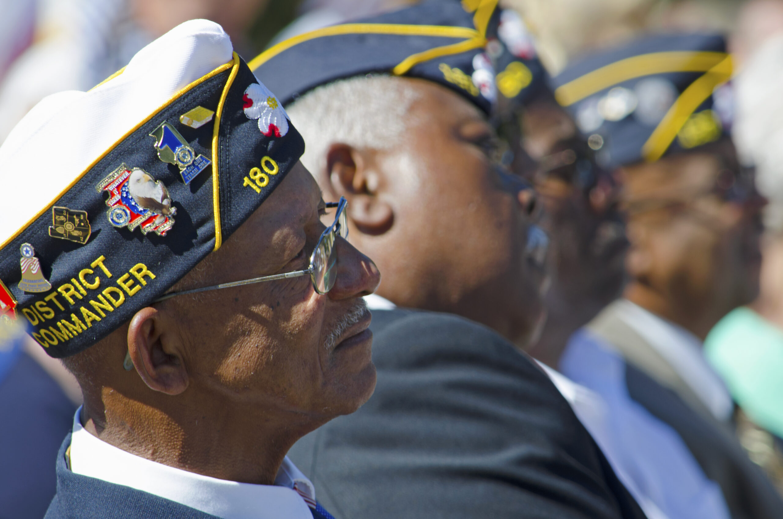 A photo of World War 2 veterans dressed in military style
